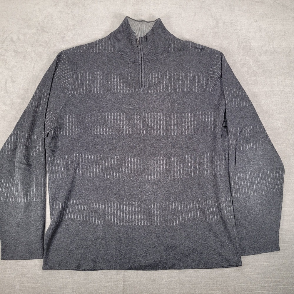 Harold Powell Silk Blend Striped Quarter Zip Pullover Sweater Knitwear Top Sz Lg